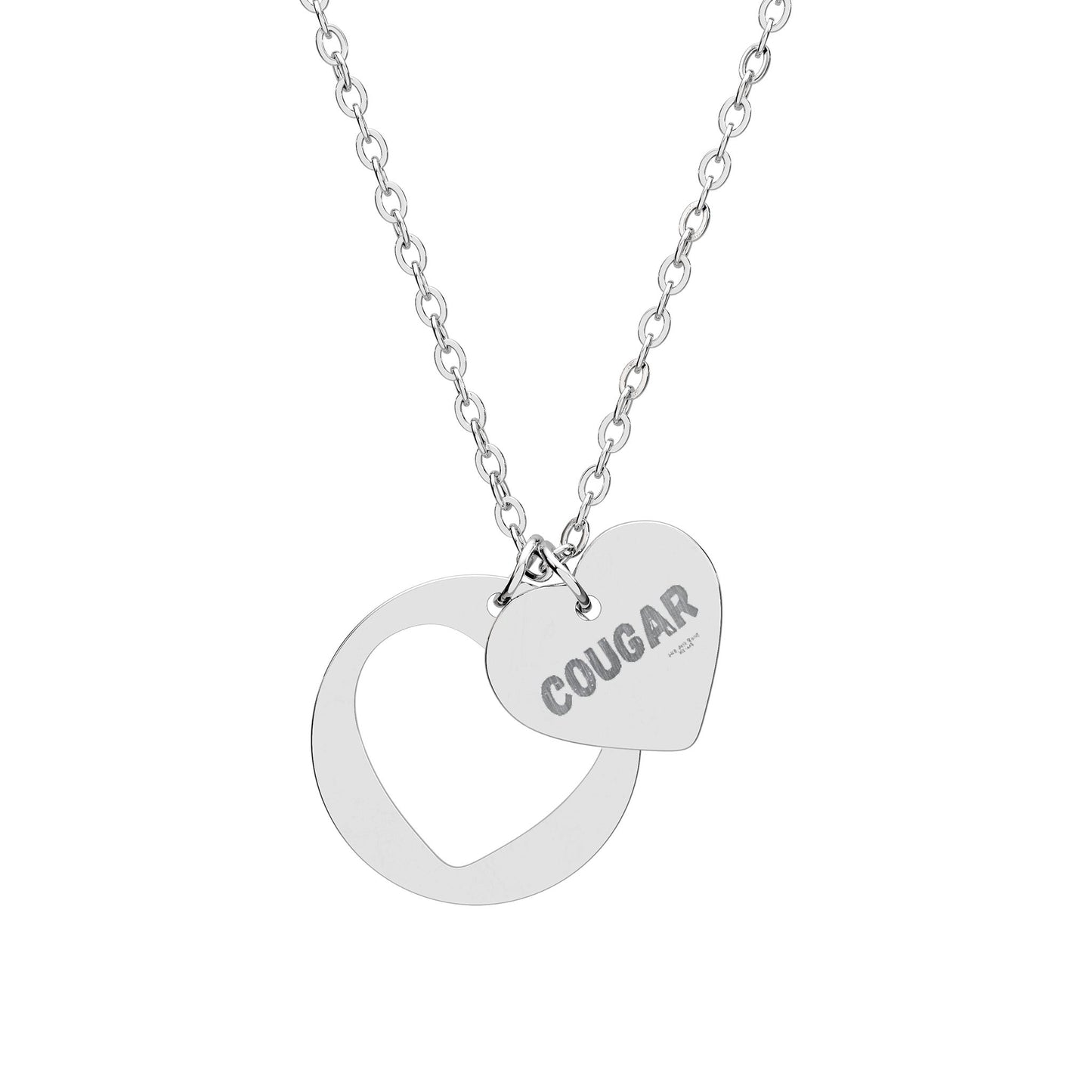 Cougar Heart Cutout Necklace (Engraving)=Customizable