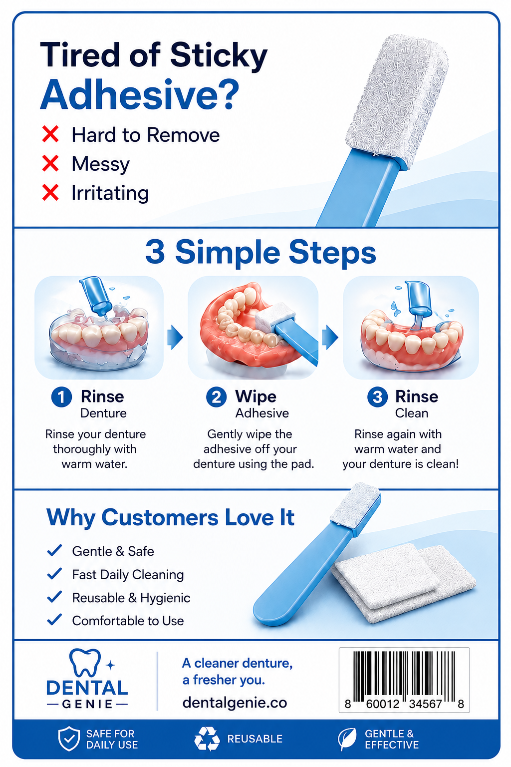 Denture Adhesive Remover Tool