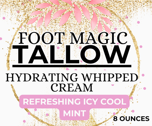 Foot Magic Tallow Whipped Cream – Refreshing Icy Mint Foot Cream for Dry, Cracked, Tired Feet | Natural Moisturizer & Cooling Relief