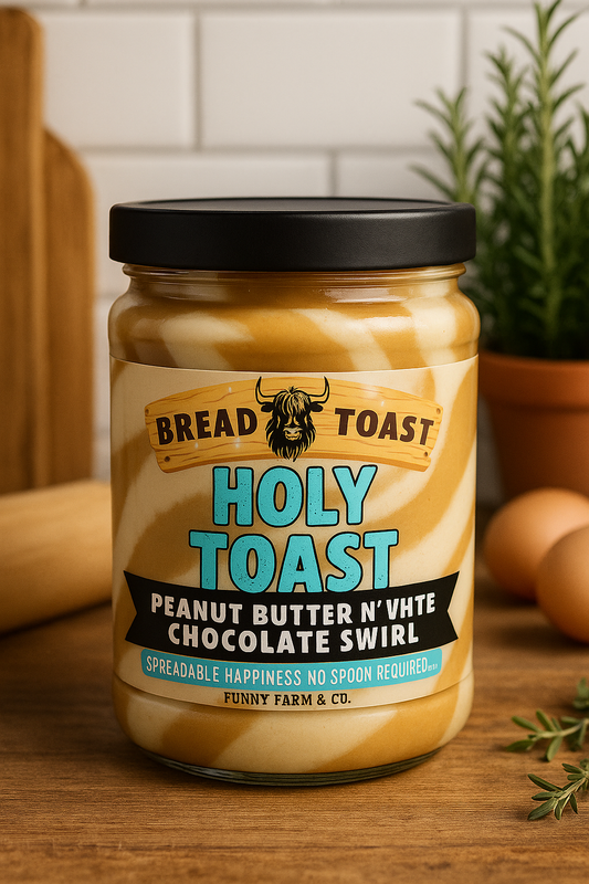 Holy Toast!  Peanut Butter & White Chocolate Swirl-Spreadable happiness, no spoon required...