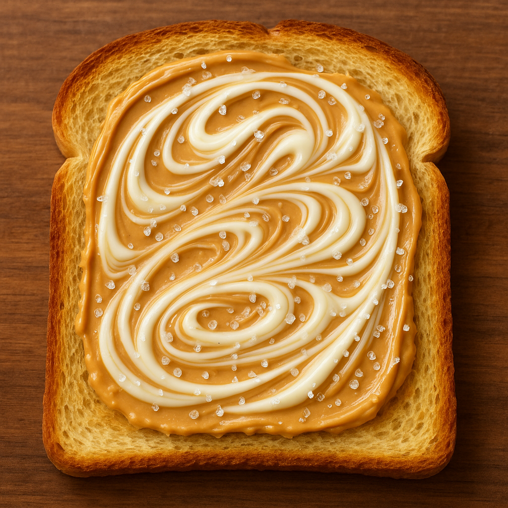 Holy Toast!  Peanut Butter & White Chocolate Swirl-Spreadable happiness, no spoon required...