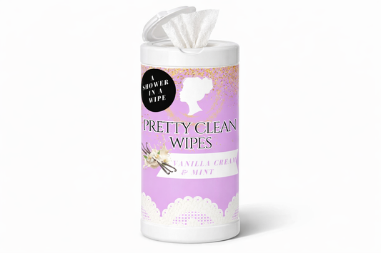 Pretty Clean Wipes for Women – Refreshing “Shower in a Wipe” Cleansing Cloths- All Natural Essential Oils, Biodegradable, Convenien