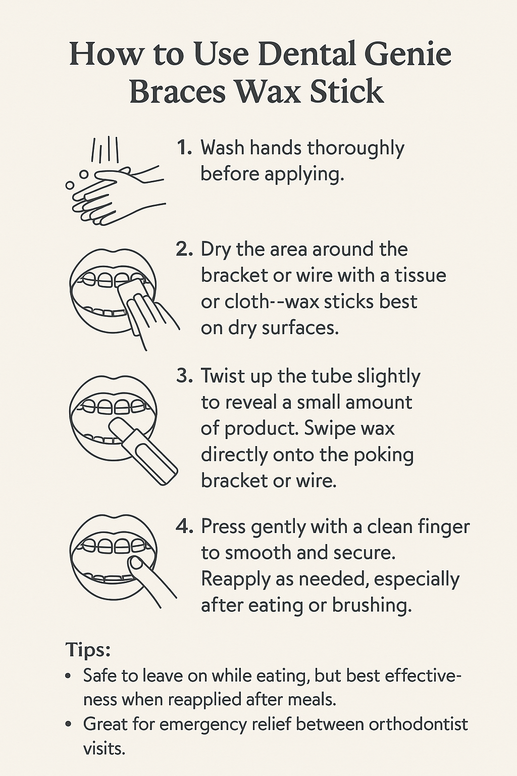 Dental Genie: 2 Pack-Braces Wax Stick- w/ Healing Tallow & Beeswax